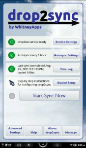 Main 'Dashboard' Screen